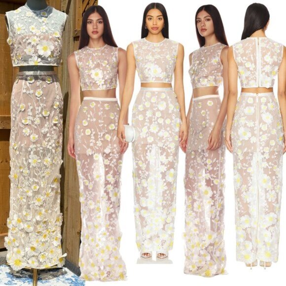 🆕 BRONX & BANCO 🧿 NWOT Jasmine White Multi Two Piece Set, Sz S / US 4 - Picture 1 of 16